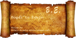 Bogáts Edvin névjegykártya